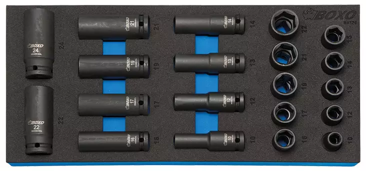 Konehylsysarja 1/2" 20-osaa Boxo Vaunuun - Hylsysarjat - 284-BX176 - 1