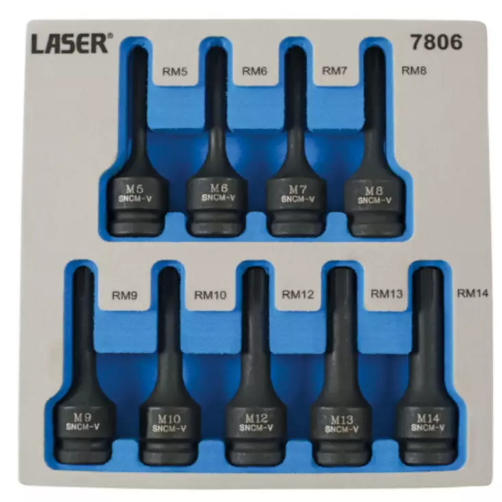Ribe-konehylsysarja 1/2" 9-osaa M5-M14 Laser - Hylsysarjat - 258-7806 - 1