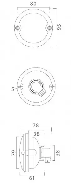 Takavilkku pyöreä upotettava, Ø95mm Pit.80 mm e1 1547, (6501560 - Peräkärryn peruutus- ja takasumuvalot - 0900326 - 1