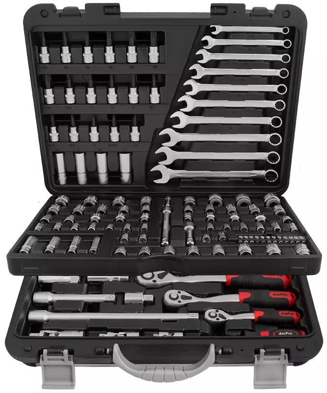 Työkalusarja 1/4" 3/8" 1/2" 130-osaa salkussa - Hylsysarjat - T46196 - 2