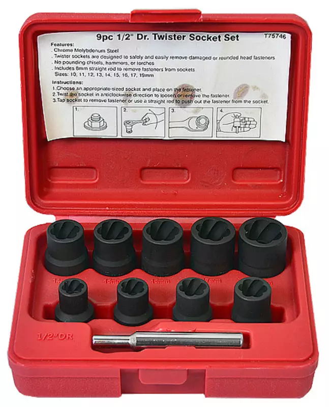 Vastakierrehylsysarja 1/2" 10-Osaa - Hylsysarjat - T75746 - 2