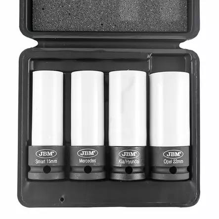 JBM 1/2" convex aluvanne voimahylsysarja 4-OSAA OPEL,MB,KIA,SMART - Vannehylsyt ja momenttisauvat - 50-53587 - 2