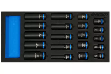 Konehylsysarja 1/2" lyhyet & pitkät, 20 osaa - Työkalumoduulit työkaluvaunuihin - 284-BX777 - 1