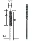 Raspijyrsin, Ø 3,2 mm - Micromot poraus- ja jyrsintäterät - 28757 - 2