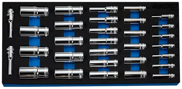 Hylsysarja pitkät 12-Kulmaiset 1/4",3/8" - Työkalumoduulit työkaluvaunuihin - 284-BX647 - 1