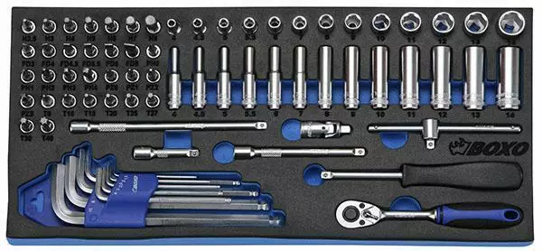 Hylsysarja Työkaluvaunuun 1/4" Boxo 72-osaa - Työkalumoduulit työkaluvaunuihin - 284-BX037 - 1