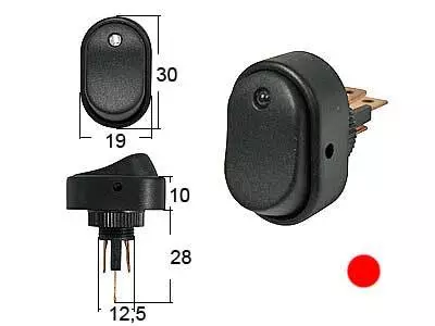 Keinukytkin 0-1 punainen LED 12V - Sähkökytkimet - 1570-30087 - 1