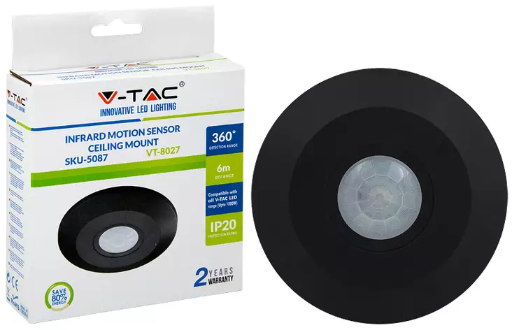 Liiketnnistin PIR kattokiinnitys musta - Valotelineet ja tarvikkeet - LED5087 - 1