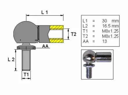 Kulmapallonivel L30 M8 - Kaasujouset - 125-6820308 - 1