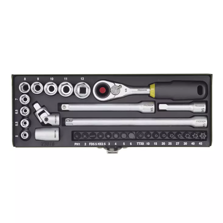 Hylsysarja 1/4" 32-osaa magneetilla - Hylsysarjat - 23078 - 1