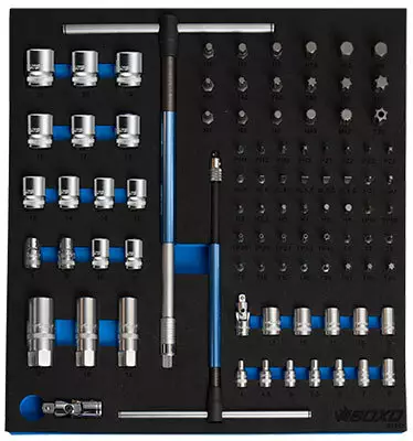 Hylsysarja 1/4",3/8" Spline 91-osaa - Työkalumoduulit työkaluvaunuihin - 284-BX598 - 1