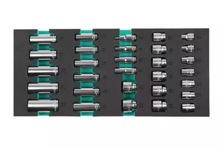 Hylsyt 3/8" 8-22 mm lyhyet ja pitkät - Työkalumoduulit työkaluvaunuihin - K26058 - 1