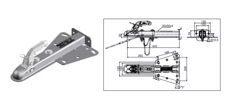 Kuulakytkin Knott 750kg jarruton V-aisalle - Kuulakytkimet - 1224758 - 1
