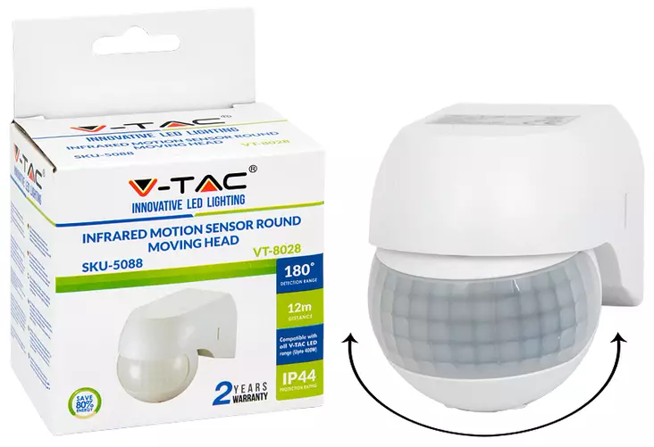 Liiketunnistin PIR valkoinen - Valotelineet ja tarvikkeet - LED5088 - 1