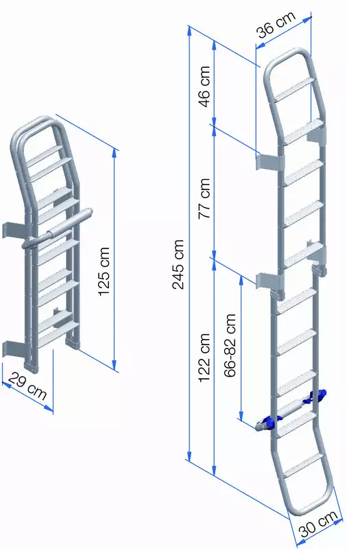 Thule Tikkaat, 10 askelmaa, taittuva, 36 cm 29 cm 125 cm - Kattokaiteet, tikkaat ja varusteet - 307488 - 1