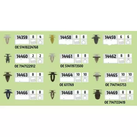 JBM Korikiinnikelajitelma BMW/Mini Oveen 92-osaa - Korikiinnikkeet - 50-53719 - 2