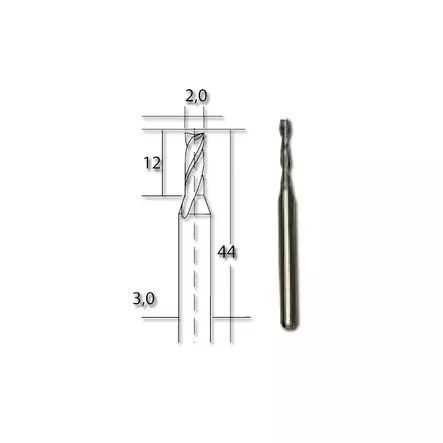 Kovametallijyrsinterä, Ø 2,0 mm - Micromot poraus- ja jyrsintäterät - 28759 - 1