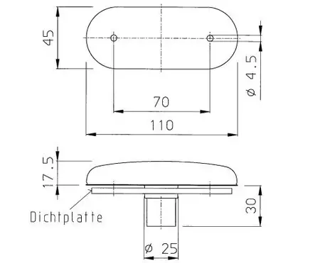 Sivuvalo upotettava 110x45, SMLR 2000 Rv 70 mm 5w - Äärivalot - 0900349 - 2