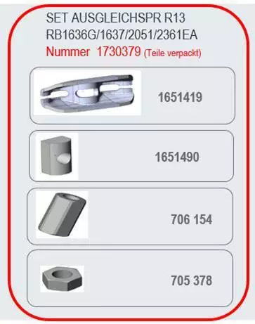 Jarruvaijerien tasaussarja, 1-akselinen 1636G/1637/2051/2361 - Peräkärryn jarruvaraosat - 1730379 - 1