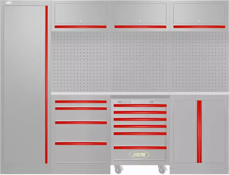 JBM työasemakokoonpanon 50-54327 alumiiniset värikahvat väri punainen - Kalustekokonaisuudet - 50-17849 - 1