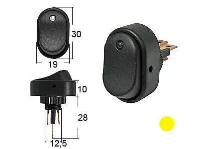 Keinukytkin 0-1 LED keltainen 12V - Sähkökytkimet - 1570-30089 - 1