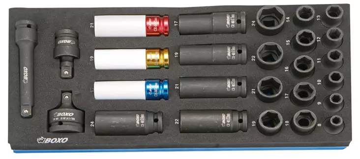 Konehylsysarja 1/2" Boxo Työkaluvaunuun 26-osaa - Työkalumoduulit työkaluvaunuihin - 284-BX029 - 1
