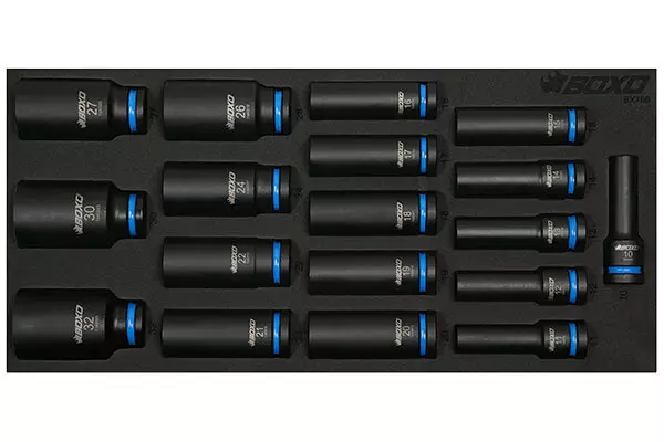 Konehylsysarja 1/2" pitkät, 18 osaa - Työkalumoduulit työkaluvaunuihin - 284-BX769 - 1