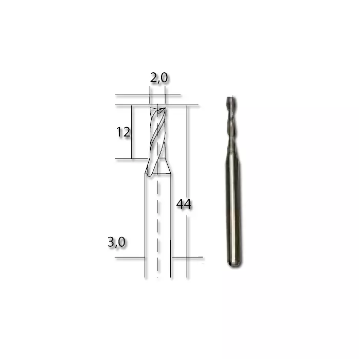 Kovametallijyrsinterä, Ø 2,0 mm - Micromot poraus- ja jyrsintäterät - 28759 - 1