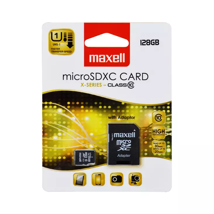 Muistikortti MICRO SDXC 128GB + adapteri, Maxell - Kodin elektroniikka - 854989 - 1