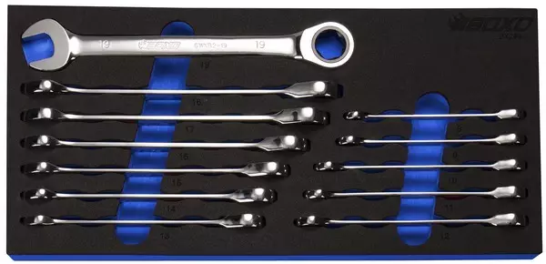 Räikkälenkkisarja Vastakierteellä 8-19 mm Boxo Vaunuun - Työkalumoduulit työkaluvaunuihin - 284-BX289 - 1