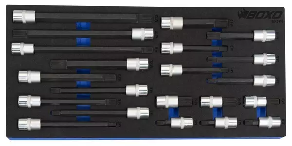 XZN-Hylsysarja 3/8" Boxo Vaunuun 21-osaa M5-M12 - Työkalumoduulit työkaluvaunuihin - 284-BX579 - 1