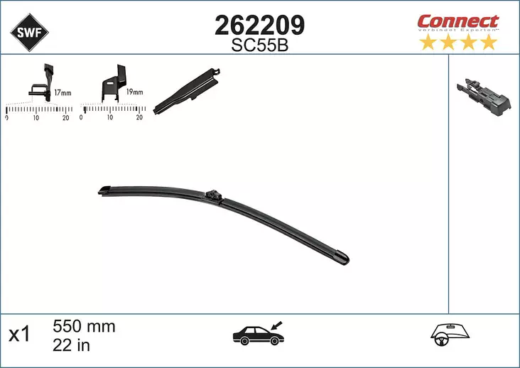 NLS EI KORVAAVAA SWF MULTICLIP FLATBLADE 55CM - Pyyhkijänsulat - SC55B - 1