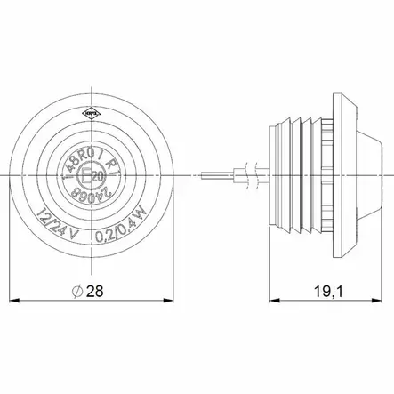 Horpol äärivalo pyöreä led punainen 12/24V 0,5m kaapeli tummaoptiikka - Äärivalot - 60-LD2630GRAPHITE - 2