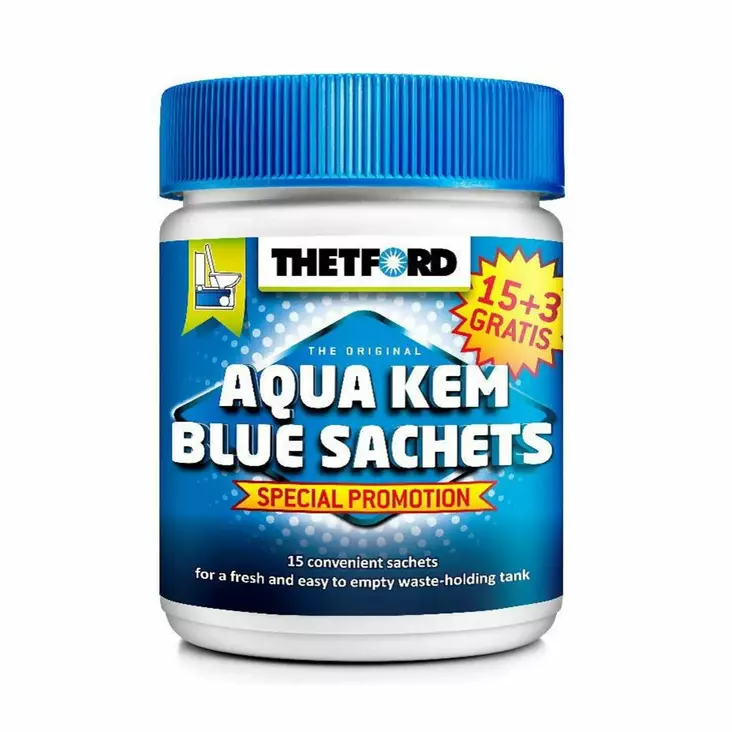 Thetford Aqua Kem Sachets käymäläjauhe 15 + 3 ps - WC tarvikkeet ja kemikaalit - 30234AF - 1