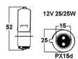 Polttimo Blick 12V 25/25W PX15D - Auton polttimot - 12007H - 1