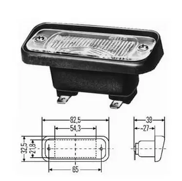 Rekisterivalo upotettava Hella 82,5x32,5mm, rv 65mm - Peräkärryn rekisterikilven valot - 0900371H - 1