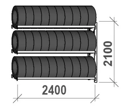 Rengashylly jatko-osa 2100 x 2400x500 mm, 3-tasoa - Hyllyt ja kaapit - 699-33-212450J - 1