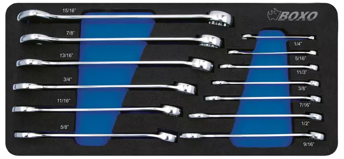 Kiintolenkkiavainsarja 1/4-15/16" Boxo - Työkalumoduulit työkaluvaunuihin - 284-BX006S - 1