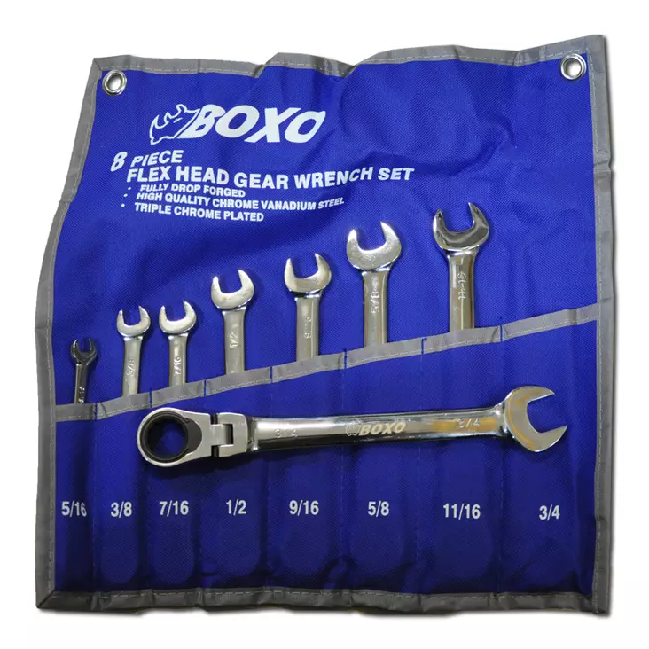 Räikkälenkkisarja nivelletty 8-osaa 3/4" - Jako- ja lenkkiavaimet - 284-B42-S8T - 1