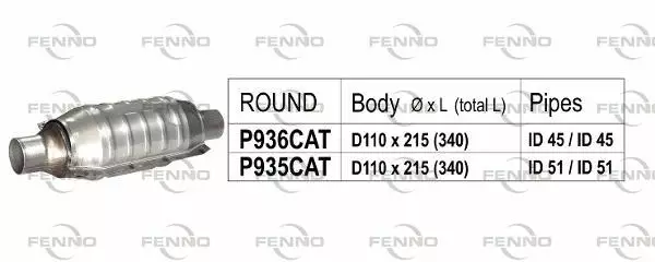 Yleiskatalysaattori 51 mm - Vaimentimet ja putket - FEN-P935CAT - 1