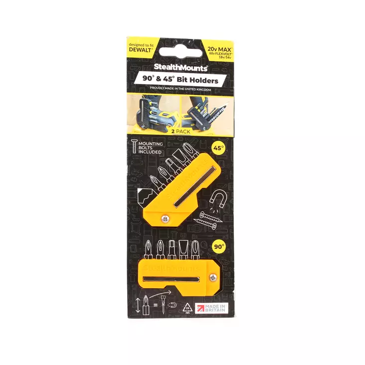 Magneettipidike kärjille Yellow 45 & 90 DEWALT 2kpl StealthMounts - StealthMounts työkalupidikkeet - BH-DW-4590-YLW - 1