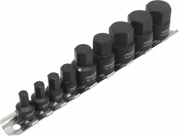 Asta 1/4"+3/8" kuusiokolo voimakärkihylsysarja 6-19mm - Hylsysarjat - ASTA-1M9HEX - 1