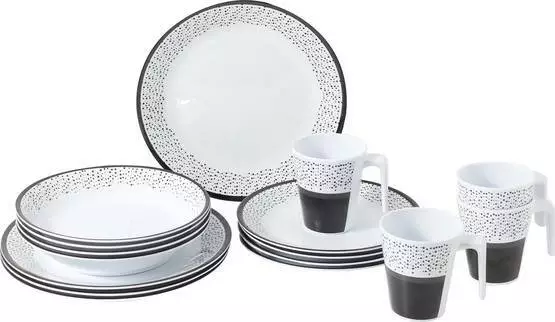 Astiasto Pralin, Lautaset ja mukit liukuesteellä,16 osainen Brunner - Melamiiniastiastot ja aterimet - 0830160NC6X - 1